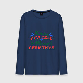 Мужской лонгслив хлопок с принтом Happy New Year and Merry Christmas в городе Новоалтайск, 100% хлопок |  | 2014 | happy new year and merry christmas | новый год 2014 | праздник | снег