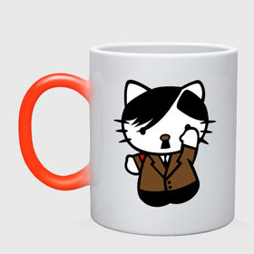Кружка хамелеон с принтом Kitty Hitler в городе Новоалтайск, керамика | меняет цвет при нагревании, емкость 330 мл | Тематика изображения на принте: kitty hitler | кошки | прикольные картинки