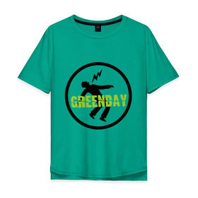 Мужская футболка хлопок Oversize с принтом Green Day Circle в городе Новоалтайск, 100% хлопок | свободный крой, круглый ворот, “спинка” длиннее передней части | green day circle | зеленый день | музыка | рок