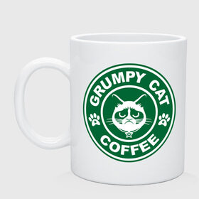 Кружка с принтом Grumpy cat coffee в городе Новоалтайск, керамика | объем — 330 мл, диаметр — 80 мм. Принт наносится на бока кружки, можно сделать два разных изображения | Тематика изображения на принте: grumpy cat coffee | антибренд | кот | сердитый кот