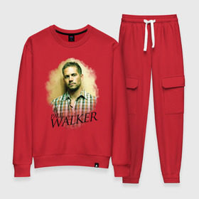 Женский костюм хлопок с принтом Paul Walker в городе Новоалтайск, 100% хлопок | на свитшоте круглая горловина, мягкая резинка по низу. Брюки заужены к низу, на них два вида карманов: два 