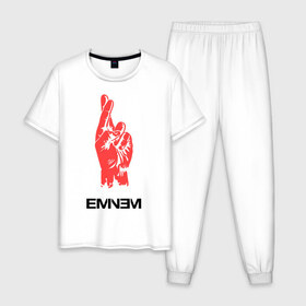 Мужская пижама хлопок с принтом Eminem в городе Новоалтайск, 100% хлопок | брюки и футболка прямого кроя, без карманов, на брюках мягкая резинка на поясе и по низу штанин
 | bad | berzerk | eminem | gangsta | gansta | hip | hip hop | hop | rap | shady | shady records | еп | рэп | рэпчина | хип | хип хоп | хоп | эминем