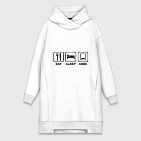 Платье-худи хлопок с принтом Eat sleep code (Ешь, Спи, Программируй) в городе Новоалтайск,  |  | eat sleep code | вилка | есть | ешь | компьютер | кровать | программируй | сон | спи