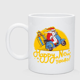 Кружка с принтом Happy New Year в городе Новоалтайск, керамика | объем — 330 мл, диаметр — 80 мм. Принт наносится на бока кружки, можно сделать два разных изображения | 2014 | happy | happy new year | new year | santa | santa clows | год лошади | лошадь | новый год | олень | рудольф | санта | санта клаус