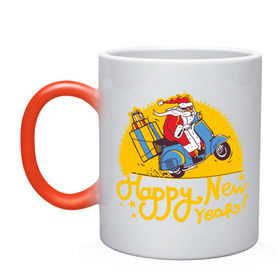 Кружка хамелеон с принтом Happy New Year в городе Новоалтайск, керамика | меняет цвет при нагревании, емкость 330 мл | 2014 | happy | happy new year | new year | santa | santa clows | год лошади | лошадь | новый год | олень | рудольф | санта | санта клаус