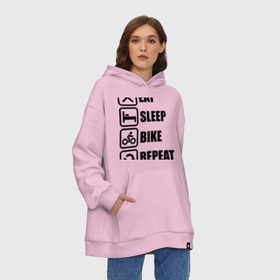 Худи SuperOversize хлопок с принтом Eat Sleep Bike Repeat в городе Новоалтайск, 70% хлопок, 30% полиэстер, мягкий начес внутри | карман-кенгуру, эластичная резинка на манжетах и по нижней кромке, двухслойный капюшон
 | bike | eat | eat sleep bike repeat | repeat | sleep | велоспорт | кровать | спорт