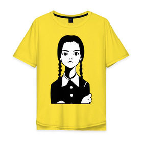 Мужская футболка хлопок Oversize с принтом Wednesday Addams в городе Новоалтайск, 100% хлопок | свободный крой, круглый ворот, “спинка” длиннее передней части | wednesday addams | кино | мультфильмы и тв | семейка | семейка адамс