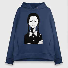 Женское худи Oversize хлопок с принтом Wednesday Addams в городе Новоалтайск, френч-терри — 70% хлопок, 30% полиэстер. Мягкий теплый начес внутри —100% хлопок | боковые карманы, эластичные манжеты и нижняя кромка, капюшон на магнитной кнопке | wednesday addams | кино | мультфильмы и тв | семейка | семейка адамс