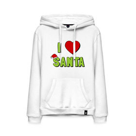 Мужская толстовка хлопок с принтом I love santa в городе Новоалтайск, френч-терри, мягкий теплый начес внутри (100% хлопок) | карман-кенгуру, эластичные манжеты и нижняя кромка, капюшон с подкладом и шнурком | i love santa (glow) | новый год | падарки | праздник | рождество | я люблю новый год
