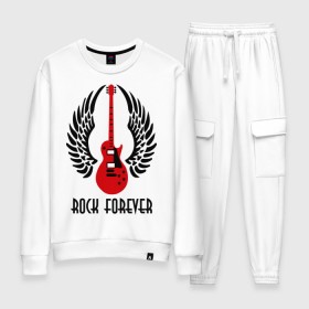 Женский костюм хлопок с принтом Rock forever (Рок навсегда) в городе Новоалтайск, 100% хлопок | на свитшоте круглая горловина, мягкая резинка по низу. Брюки заужены к низу, на них два вида карманов: два 