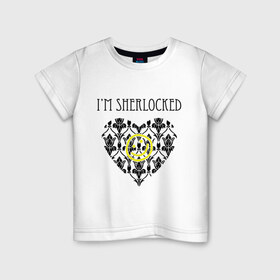 Детская футболка хлопок с принтом Шерлок Сердце I`m Sherlocked в городе Новоалтайск, 100% хлопок | круглый вырез горловины, полуприлегающий силуэт, длина до линии бедер | smile | кино | мультфильмы и тв | сердце | шерлок | шерлок сердце smile | шерлок холмс