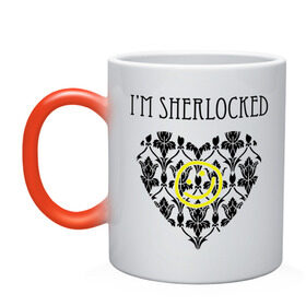 Кружка хамелеон с принтом Шерлок Сердце I`m Sherlocked в городе Новоалтайск, керамика | меняет цвет при нагревании, емкость 330 мл | Тематика изображения на принте: smile | кино | мультфильмы и тв | сердце | шерлок | шерлок сердце smile | шерлок холмс