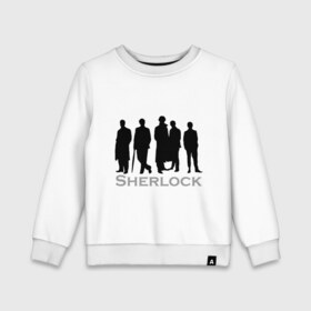 Детский свитшот хлопок с принтом Sherlock Band в городе Новоалтайск, 100% хлопок | круглый вырез горловины, эластичные манжеты, пояс и воротник | sherlock band | кино | мультфильмы и тв | шерлок холмс