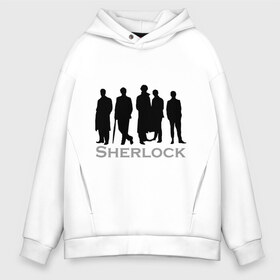 Мужское худи Oversize хлопок с принтом Sherlock Band в городе Новоалтайск, френч-терри — 70% хлопок, 30% полиэстер. Мягкий теплый начес внутри —100% хлопок | боковые карманы, эластичные манжеты и нижняя кромка, капюшон на магнитной кнопке | sherlock band | кино | мультфильмы и тв | шерлок холмс