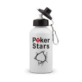 Бутылка спортивная с принтом Poker Stars в городе Новоалтайск, металл | емкость — 500 мл, в комплекте две пластиковые крышки и карабин для крепления | pokerstars