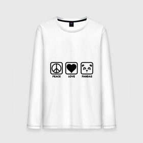 Мужской лонгслив хлопок с принтом Peace Love Pandas (Мир, Любовь, Панды) в городе Новоалтайск, 100% хлопок |  | peace love pandas | животные | любовь | мир | панды | прикольные картинки