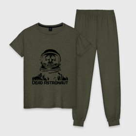 Женская пижама хлопок с принтом Dead Astronaut (мертвый астронавт) в городе Новоалтайск, 100% хлопок | брюки и футболка прямого кроя, без карманов, на брюках мягкая резинка на поясе и по низу штанин | dead astronaut | dead astronaut (мертвый астронавт) | кости | мертвый астронавт | череп | черепок