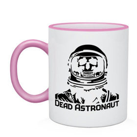 Кружка двухцветная с принтом Dead Astronaut (мертвый астронавт) в городе Новоалтайск, керамика | объем — 330 мл, диаметр — 80 мм. Цветная ручка и кайма сверху, в некоторых цветах — вся внутренняя часть | dead astronaut | dead astronaut (мертвый астронавт) | кости | мертвый астронавт | череп | черепок