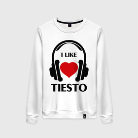 Женский свитшот хлопок с принтом Мне нравится Tiesto в городе Новоалтайск, 100% хлопок | прямой крой, круглый вырез, на манжетах и по низу широкая трикотажная резинка  | dj | rnb | к сердцу | клубная музыка | клубные | любовь к музыка | мне нравится | мне нравится tiesto | музыка