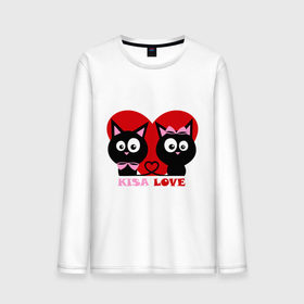Мужской лонгслив хлопок с принтом Kisa love в городе Новоалтайск, 100% хлопок |  | kisa | kisa love | love | день святого валентина | идеи подарков | киска | котик подпорка | любовь | токи