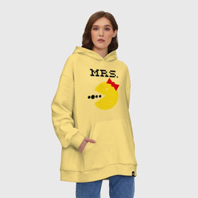 Худи SuperOversize хлопок с принтом Миссис Pac-man (парная) в городе Новоалтайск, 70% хлопок, 30% полиэстер, мягкий начес внутри | карман-кенгуру, эластичная резинка на манжетах и по нижней кромке, двухслойный капюшон
 | 14 февраля | : парные | для двоих | миссис pac man