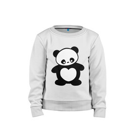 Детский свитшот хлопок с принтом Панда с сердцем panda heart в городе Новоалтайск, 100% хлопок | круглый вырез горловины, эластичные манжеты, пояс и воротник | панда