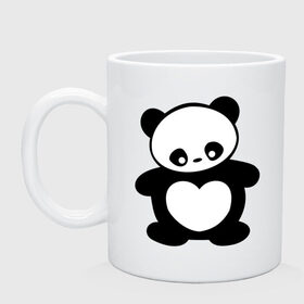Кружка с принтом Панда с сердцем panda heart в городе Новоалтайск, керамика | объем — 330 мл, диаметр — 80 мм. Принт наносится на бока кружки, можно сделать два разных изображения | панда