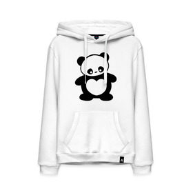 Мужская толстовка хлопок с принтом Панда с сердцем panda heart в городе Новоалтайск, френч-терри, мягкий теплый начес внутри (100% хлопок) | карман-кенгуру, эластичные манжеты и нижняя кромка, капюшон с подкладом и шнурком | панда