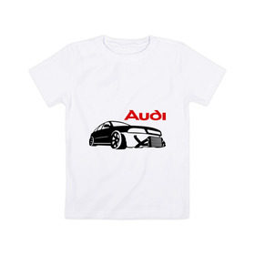 Детская футболка хлопок с принтом audi в городе Новоалтайск, 100% хлопок | круглый вырез горловины, полуприлегающий силуэт, длина до линии бедер | audi | автомобильные | гонки | машина | скорость | тачка