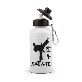 Бутылка спортивная с принтом Karate (Карате) в городе Новоалтайск, металл | емкость — 500 мл, в комплекте две пластиковые крышки и карабин для крепления | Тематика изображения на принте: karate | единоборства | карате | спорт
