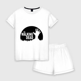 Женская пижама с шортиками хлопок с принтом The Walking Dead в городе Новоалтайск, 100% хлопок | футболка прямого кроя, шорты свободные с широкой мягкой резинкой | the walking dead | монстры | сериалы | ходячие мертвецы