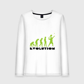 Женский лонгслив хлопок с принтом Tennis Evolution в городе Новоалтайск, 100% хлопок |  | tennis evolution | мяч | спорт | теннис | эволюция