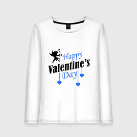Женский лонгслив хлопок с принтом Happy Valentine`s day в городе Новоалтайск, 100% хлопок |  | 14 февраля | happy valentines day | love is.. | амур | влюбленным | идеи подарков день святого валентина | сердца