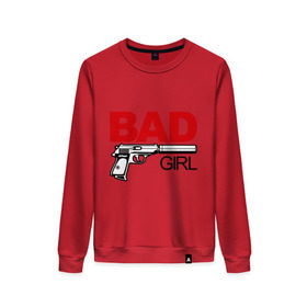 Женский свитшот хлопок с принтом Bad girl (плохая девушка) в городе Новоалтайск, 100% хлопок | прямой крой, круглый вырез, на манжетах и по низу широкая трикотажная резинка  | 14 февраля | bad girl | love is.. | влюбленным | все | парные | пафосные
