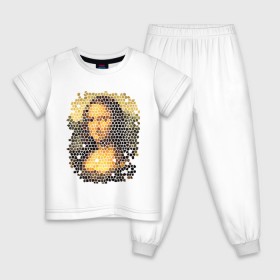 Детская пижама хлопок с принтом Mona Lisa в городе Новоалтайск, 100% хлопок |  брюки и футболка прямого кроя, без карманов, на брюках мягкая резинка на поясе и по низу штанин
 | mona lisa | леонардо да винчи | мозаика | мона лиза | фреска