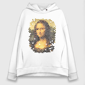 Женское худи Oversize хлопок с принтом Mona Lisa в городе Новоалтайск, френч-терри — 70% хлопок, 30% полиэстер. Мягкий теплый начес внутри —100% хлопок | боковые карманы, эластичные манжеты и нижняя кромка, капюшон на магнитной кнопке | mona lisa | леонардо да винчи | мозаика | мона лиза | фреска