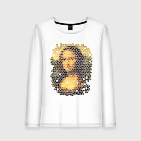 Женский лонгслив хлопок с принтом Mona Lisa в городе Новоалтайск, 100% хлопок |  | mona lisa | леонардо да винчи | мозаика | мона лиза | фреска