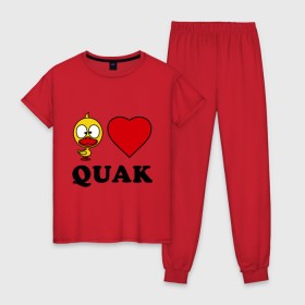 Женская пижама хлопок с принтом Duck like quack (утка любит кря-кря) в городе Новоалтайск, 100% хлопок | брюки и футболка прямого кроя, без карманов, на брюках мягкая резинка на поясе и по низу штанин | duck like quack | подарки | сердечко | утка любит кря кря.
животные | уточка