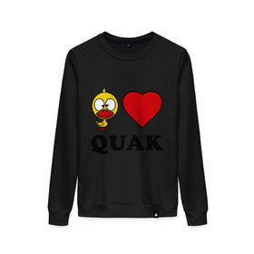 Женский свитшот хлопок с принтом Duck like quack (утка любит кря-кря) в городе Новоалтайск, 100% хлопок | прямой крой, круглый вырез, на манжетах и по низу широкая трикотажная резинка  | duck like quack | подарки | сердечко | утка любит кря кря.
животные | уточка
