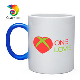 Кружка хамелеон с принтом xbox - one love в городе Новоалтайск, керамика | меняет цвет при нагревании, емкость 330 мл | one love | xbox | одна любовь
