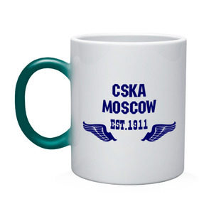 Кружка хамелеон с принтом CSKA Moscow в городе Новоалтайск, керамика | меняет цвет при нагревании, емкость 330 мл | Тематика изображения на принте: цска