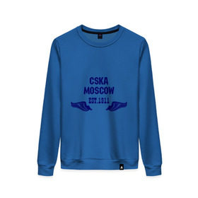 Женский свитшот хлопок с принтом CSKA Moscow в городе Новоалтайск, 100% хлопок | прямой крой, круглый вырез, на манжетах и по низу широкая трикотажная резинка  | цска