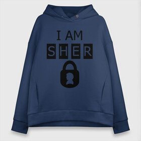 Женское худи Oversize хлопок с принтом I am sher locked в городе Новоалтайск, френч-терри — 70% хлопок, 30% полиэстер. Мягкий теплый начес внутри —100% хлопок | боковые карманы, эластичные манжеты и нижняя кромка, капюшон на магнитной кнопке | i am sher locked | кино | мультфильмы и тв 
ищейка | сыщик | шерлок холмс