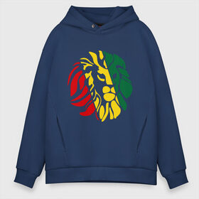 Мужское худи Oversize хлопок с принтом Раста лев в городе Новоалтайск, френч-терри — 70% хлопок, 30% полиэстер. Мягкий теплый начес внутри —100% хлопок | боковые карманы, эластичные манжеты и нижняя кромка, капюшон на магнитной кнопке | Тематика изображения на принте: голова лева | животное | лев | музыка | раста лев | регги