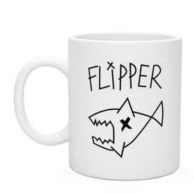 Кружка с принтом Flipper в городе Новоалтайск, керамика | объем — 330 мл, диаметр — 80 мм. Принт наносится на бока кружки, можно сделать два разных изображения | Тематика изображения на принте: nirvana | акула | курта кобейна flipper | музыка | рок
