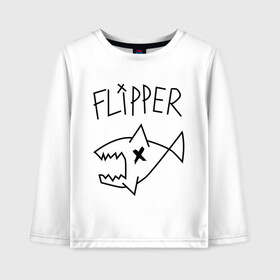 Детский лонгслив хлопок с принтом Flipper в городе Новоалтайск, 100% хлопок | круглый вырез горловины, полуприлегающий силуэт, длина до линии бедер | nirvana | акула | курта кобейна flipper | музыка | рок