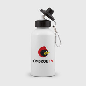 Бутылка спортивная с принтом Omskoe TV logo в городе Новоалтайск, металл | емкость — 500 мл, в комплекте две пластиковые крышки и карабин для крепления | Тематика изображения на принте: logo | omskoe tv | видеоблоггер | лого | логотип | омская птица | омское тв