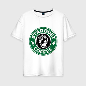 Женская футболка хлопок Oversize с принтом Stardust coffee в городе Новоалтайск, 100% хлопок | свободный крой, круглый ворот, спущенный рукав, длина до линии бедер
 | stardust coffee | зерна | кофе | напиток | популярные | прикольные картинки