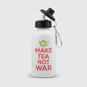 Бутылка спортивная с принтом Make tea not war в городе Новоалтайск, металл | емкость — 500 мл, в комплекте две пластиковые крышки и карабин для крепления | keep calm | make tea not war | прикольные надписи | чай