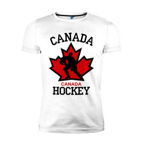 Мужская футболка премиум с принтом Канада хоккей (Canada Hockey) в городе Новоалтайск, 92% хлопок, 8% лайкра | приталенный силуэт, круглый вырез ворота, длина до линии бедра, короткий рукав | canada hockey | канада хоккей | лед | спорт | хоккей | шайба